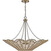 Savoy House 7-1825-5-320 Cyperas Bohemian/Eclectic Traditional Pendant, 5-Light 300 Total Watts, 22" H x 30" W, Warm Brass an