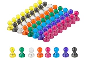 GBYMIUY Push Pin Magnets, Refrigerator Magnets, 8 Assorted Colors 64 Bulk Pack Magnetic Push Pins for Home, School, Classroom and Office, Use for Fridge Calendar Map Whiteboard Magnets