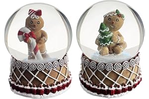 Aobaks S/2 Christmas Snow Globe, Gingerbread Man Snowglobes Figurines, Gingerbread House Snow Globes，Santa Snow Globe.