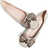 SAILING LU Square Toe Flats Shoes Rhinestoned Bowknots Ballet Flats for Women Studded Dress Shoes Comfort Light Weight Loafers