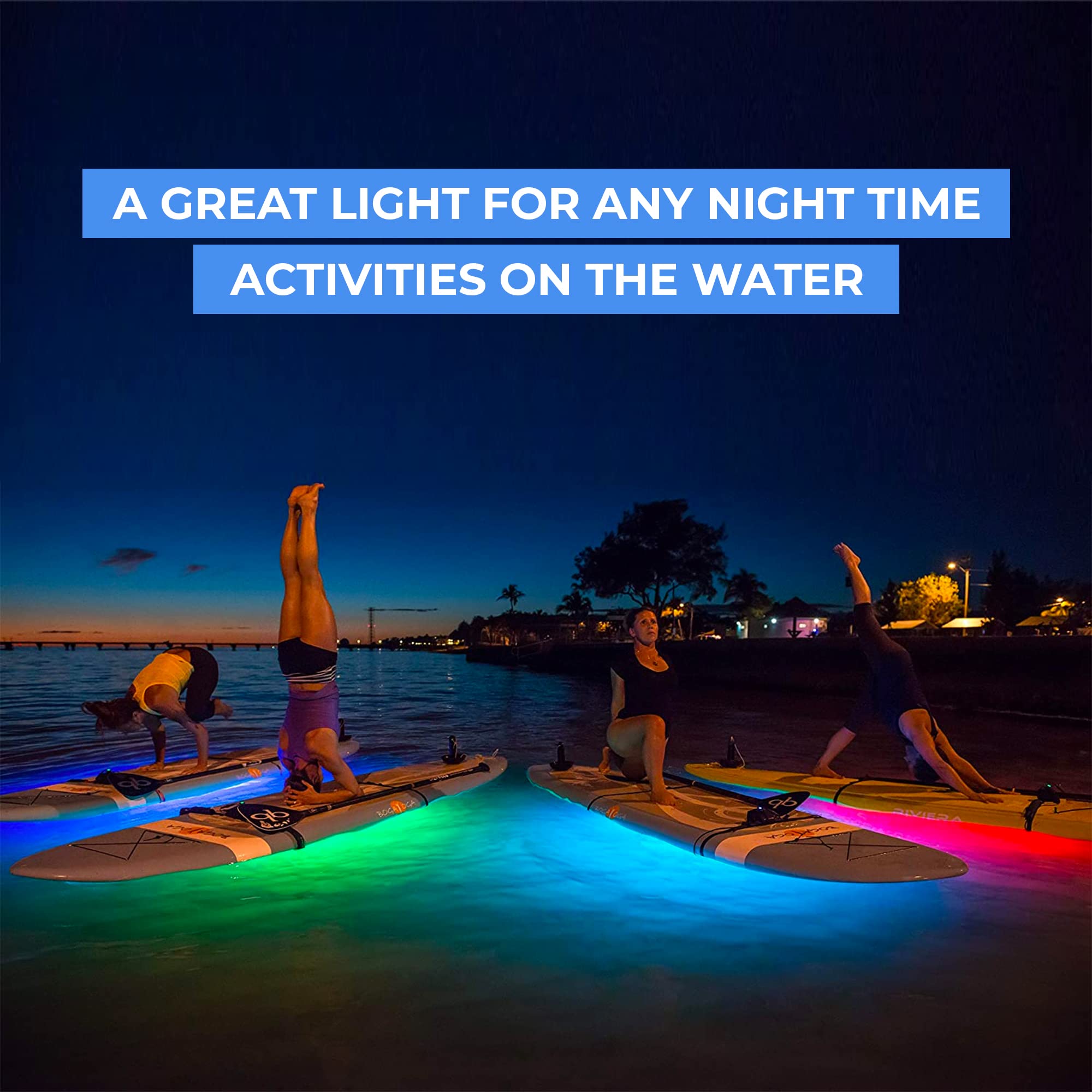 NOCQUA Spectrum P2 Paddleboard Color Changing Lighting System - LED Lights, Rechargeable, Compatible with SUP, SOT Paddleboard, Kayak, Canoe - Travel Case Included