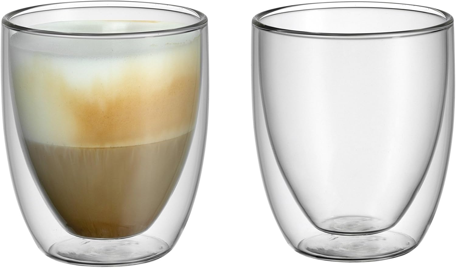 WMF Kult doppelwandige Cappuccino Gläser Set 2-teilig, doppelwandige Gläser 250ml, Schwebeeffekt, Thermogläser, hitzebeständiges Teeglas, Kaffeeglas