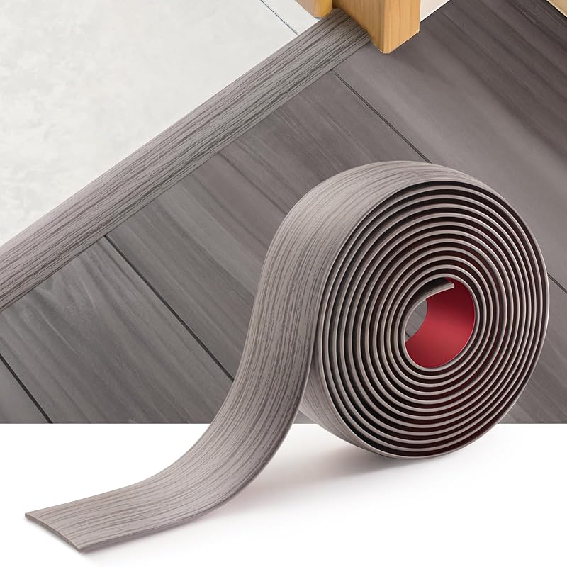 INMOZATA 2m Self-Adhesive Vinyl Floor Transition Strip Grey 4cm Wood Grain