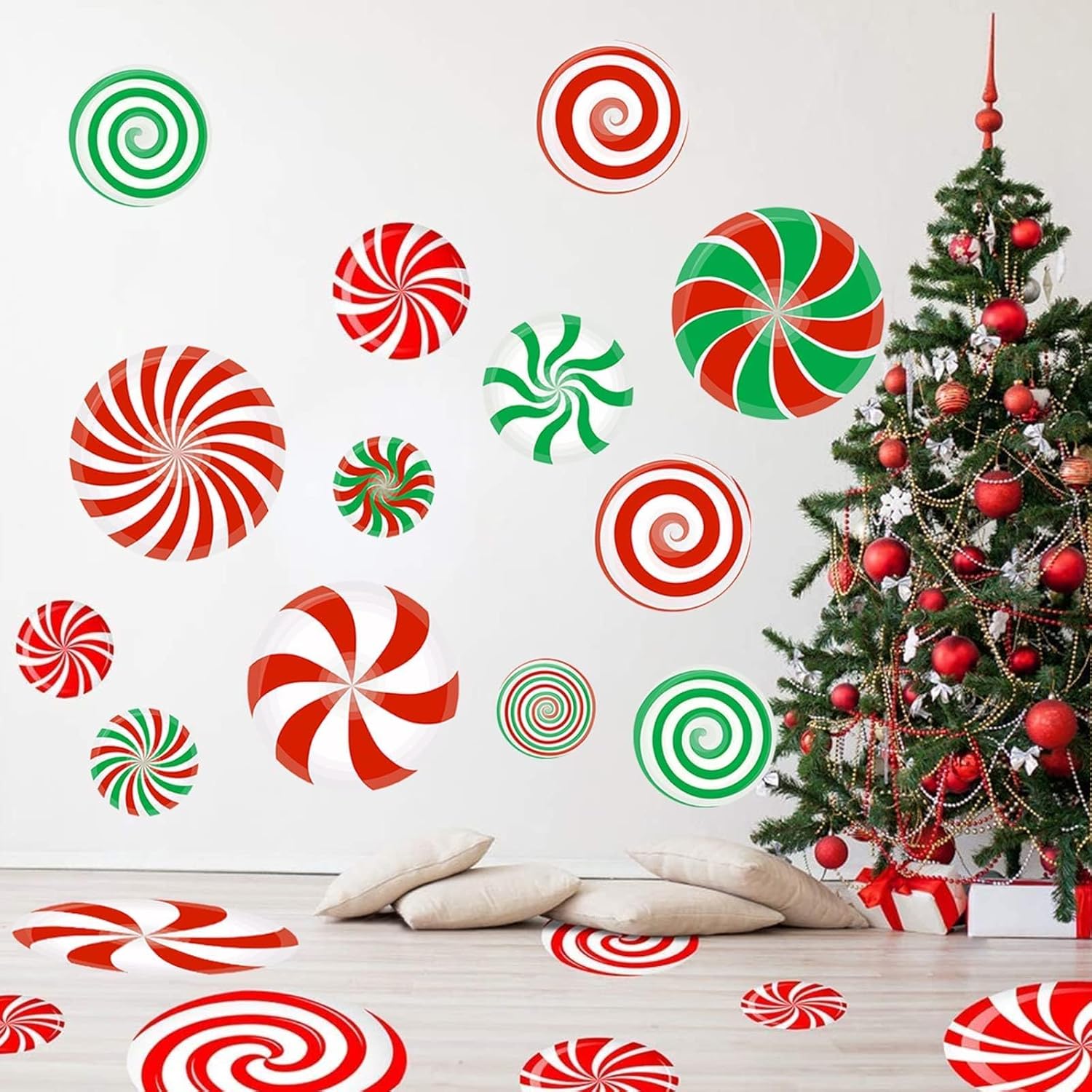 Window Treatments - 77 Pcs Christmas Candy Decals Christmas Wall Decorations Christmas Candy Floor Decals Christmas Wall Stickers Xmas Decals for Wall Holiday Candy Stickers for Xmas Candyland Party Decorations