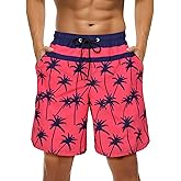 OlyPegic Mens Swim Trunks Bathing Suit Mens Swimsuit Swimwear Beach Shorts Quick Dry 9 Inch Mesh Lining with Zipper Pock