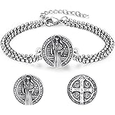 XIXLES 925 Sterling Silver Patron Saint Medal Bracelet Amulet Protection Jewelry Birthday for Men Women with Gifts Box