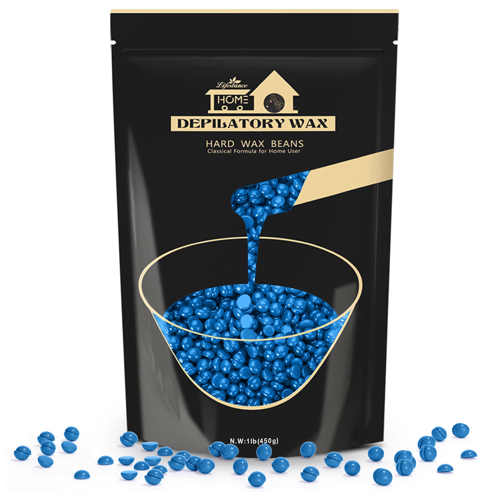 Lifestance Brazilian Bikini Wax Kit - 1lb Pearl Wax Beads for Face, Body, Legs Hair Removal and Wax Warmers (Blue)