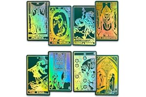 CRAFTERIAN Foil Tarot Cards, 78 Tarot Deck, Original Tarot Cards for Beginners and Experts with Guide Book and Gift Bag, Fortune Telling Game, Divination Tools for All Skill Levels, Green.