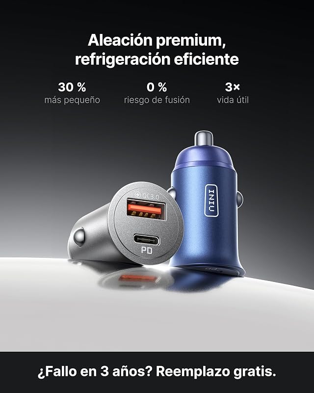 Carregador de carro iniu, carregador de carro de carregamento rápido total-60w 5a usb-a e usb-c, adaptador de metal para iphone12 pro max mini 11 xr 8 samsung s21 huawei lg ipad airpods laptops tablets.…