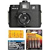Holga 120GCFN Medium Format Film Camera with Built-in Flash with Kodak TX 120 Black and White Film Bundle with Accessories
