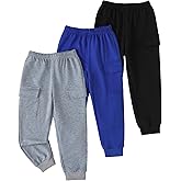 Boys Sweatpants 3 Pack Boys Cargo Joggers Pants Elastic Waist Casual Kids Toddler Cargo Sweatpants Size 3-7T