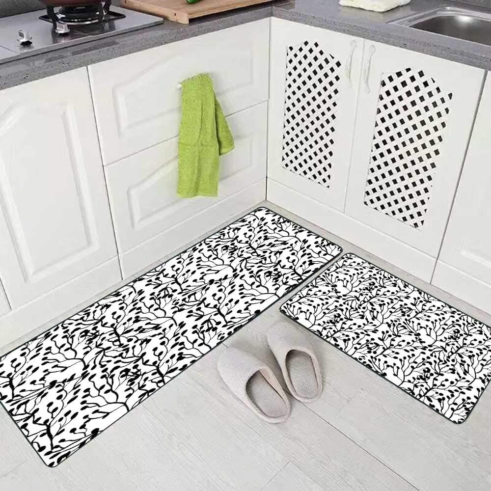 Amazon.com: TOMWISH Black White Kitchen Rug 2 Piece 17"x48"+17"x24