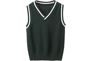 Aislor Boys Girls V Neck Knitted Sweater Vest Kids Uniform Knitwear Sleeveless Pullover Crochet Vest Top Waistcoat