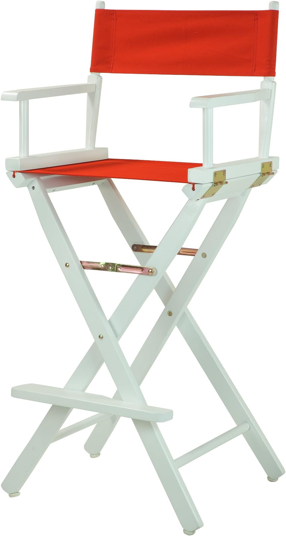 Casual HomeDirector's Chair ,White Frame/Red Canvas,30" - Bar Height