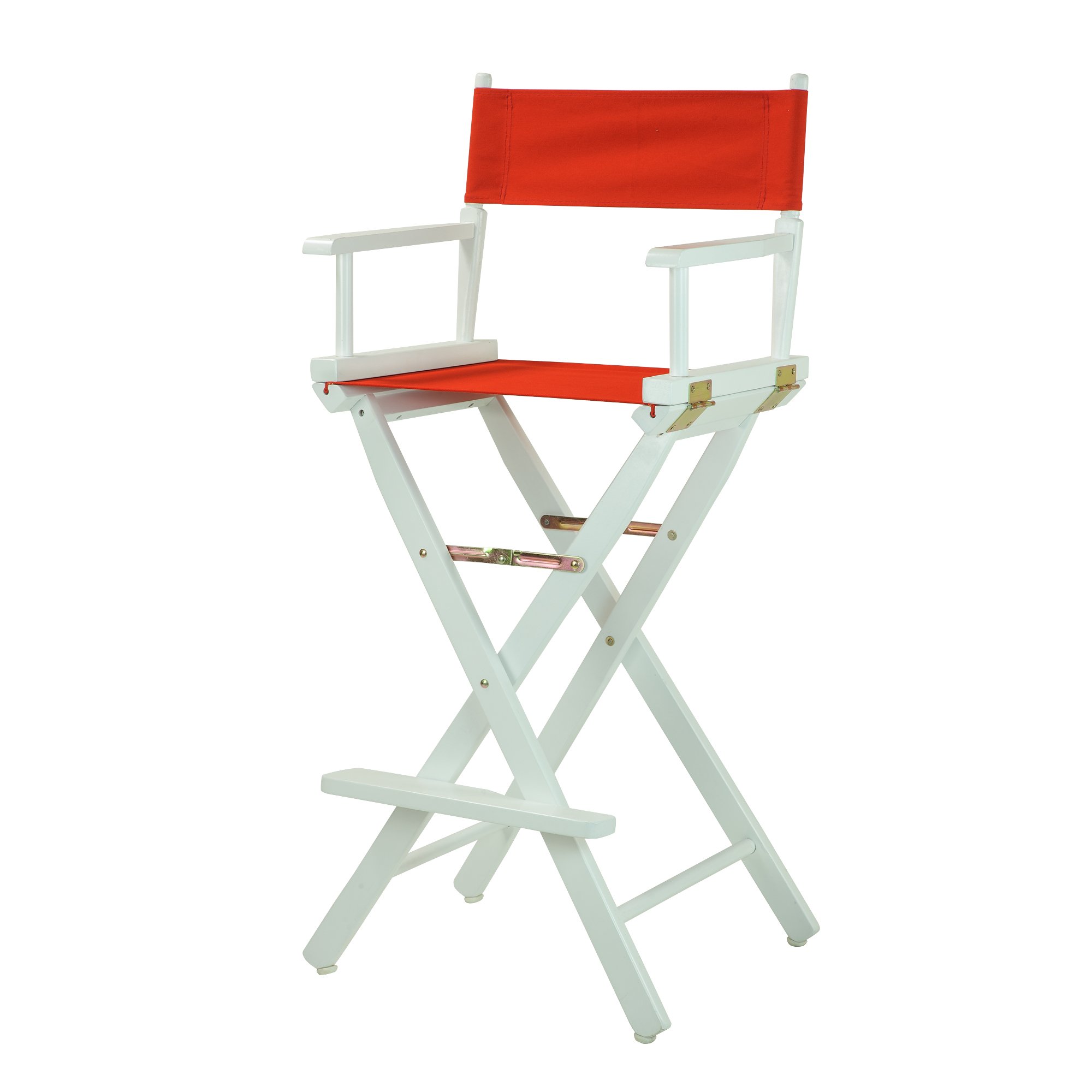 Casual HomeDirector's Chair ,White Frame/Red Canvas,30" - Bar Height