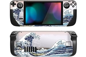 PlayVital Full Set Protective Skin Decal for Steam Deck LCD, Custom Stickers Vinyl Cover for Steam Deck OLED - The Great Wave