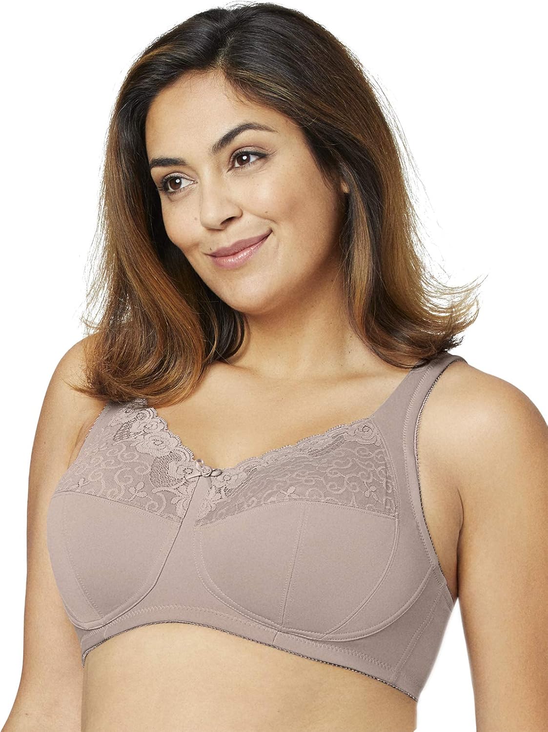Glamorise Women's Full Figure ComfortLift Rose Lace Wirefree Support Bra #1104 at  Women’s Clothing store