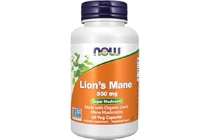 NOW Foods Supplements, Lion's Mane 500 mg, Super Mushroom, Made with Organic Lion's Mane Mushrooms, 60 Veg Capsules