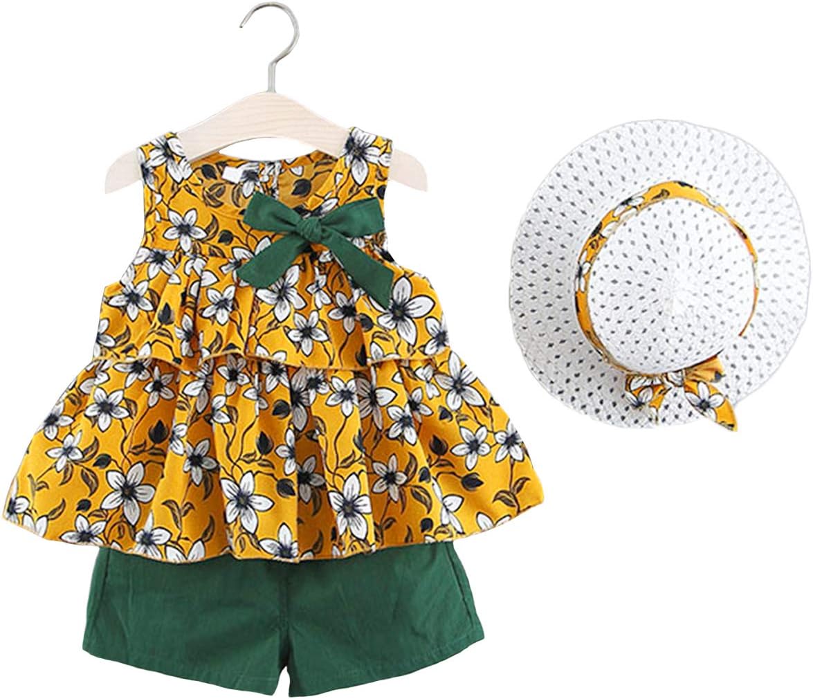 Toddler Baby Girl Outfits Big Bow Dress Vest Top and Shorts Set Clothes