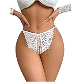 SweatyRocks Women's Lace Panties Low Rise Bow Briefs Breathable Cut Out Underwear