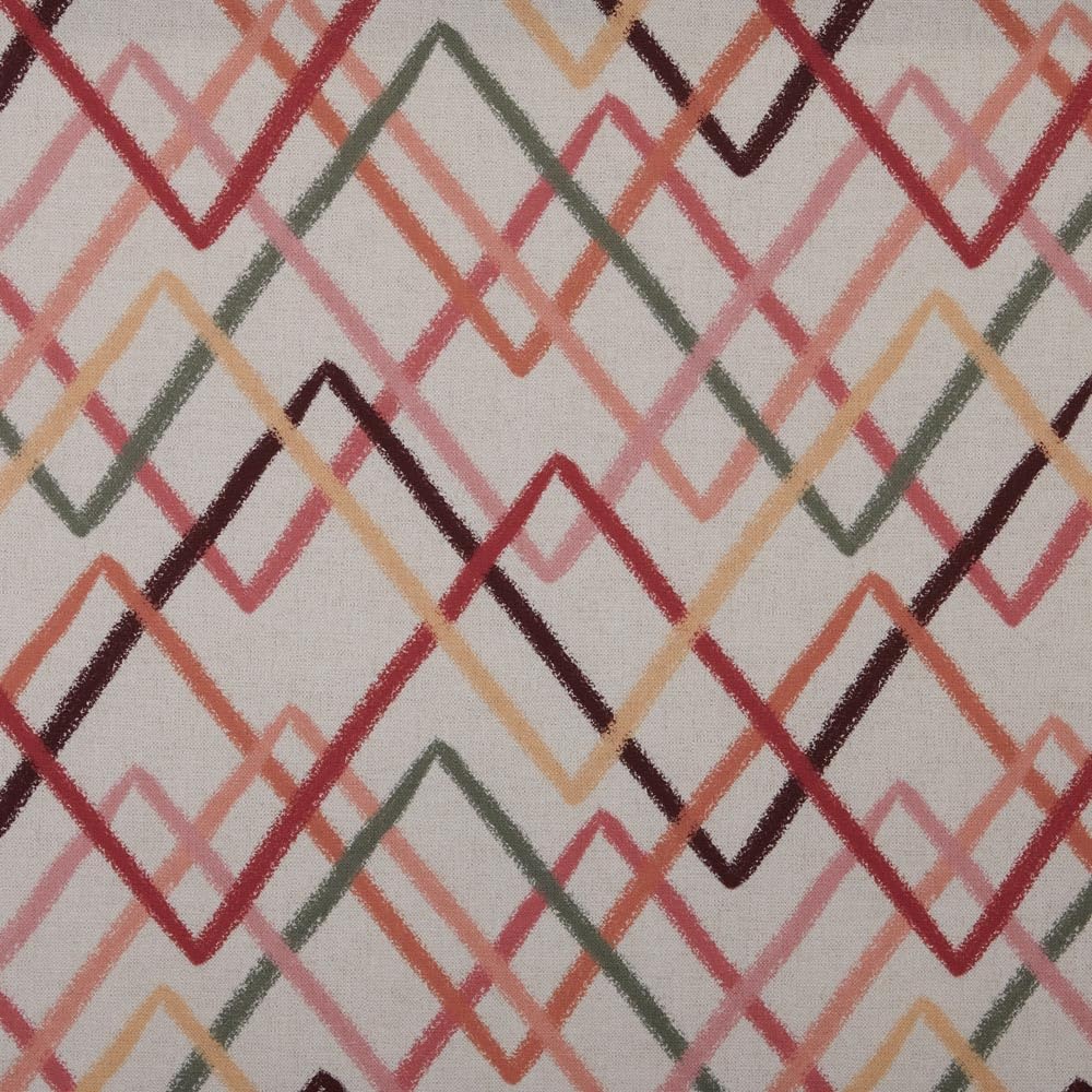 Kt KILOtela Digital Printed Canvas Fabric, Half Panama Cotton, Decoration, Upholstery, Cushions, Curtains, Bedspreads, Tablecloths, 100 cm Length x 280 cm Wide, Geometric, Pink, Maroon, Grey – 1 m