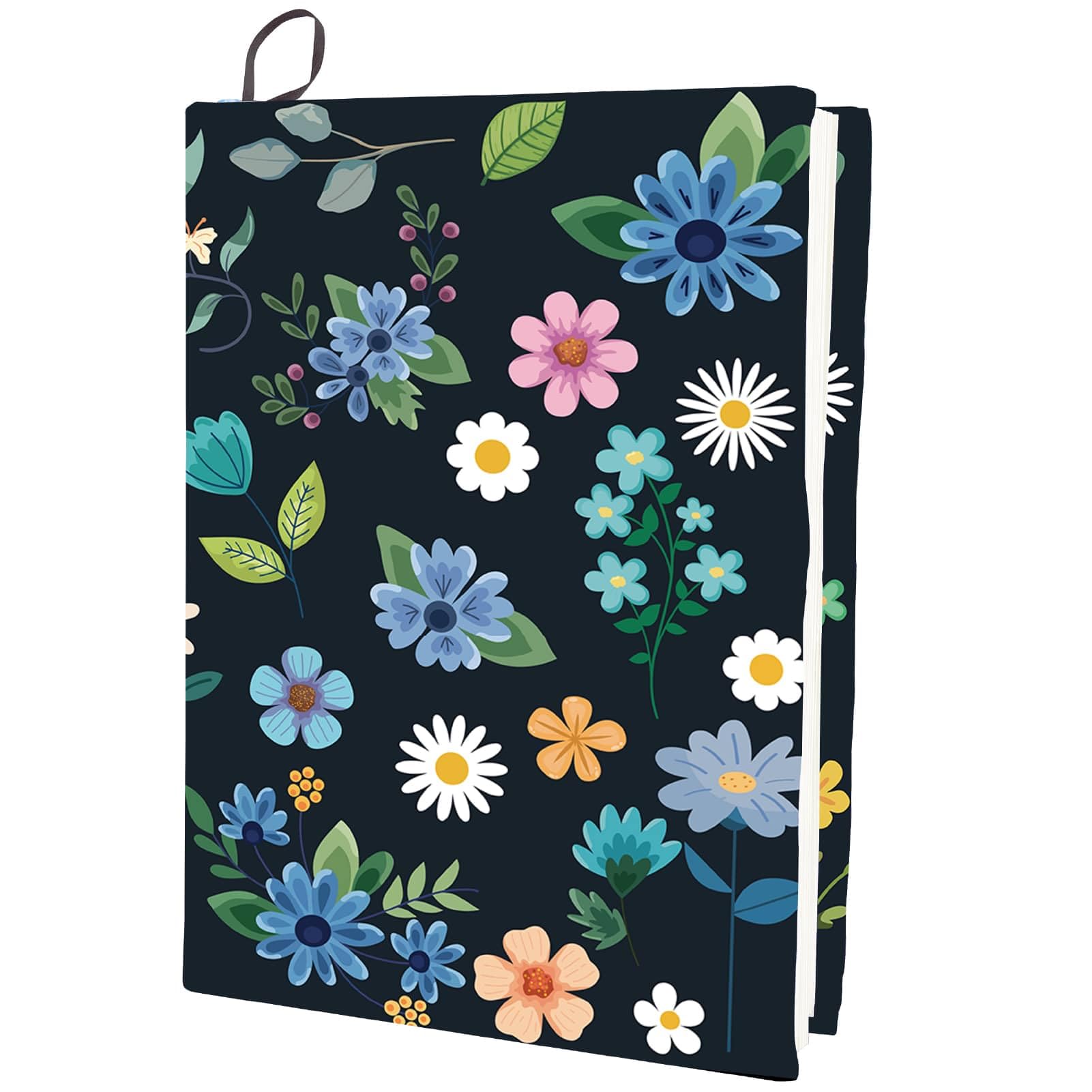 CRASPIRE Flower Stretchable Book Cover Leaf Plant Floral Washable Reusable Large Nylon Cloth Polyester Book Protector Elastic Notebook Wraps Suitable for Most Hardcover Books Students