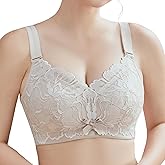 Baetty Wireless Bras for Women Full Coverage Supportive Lightly Lined Cup Lace Bra 4547