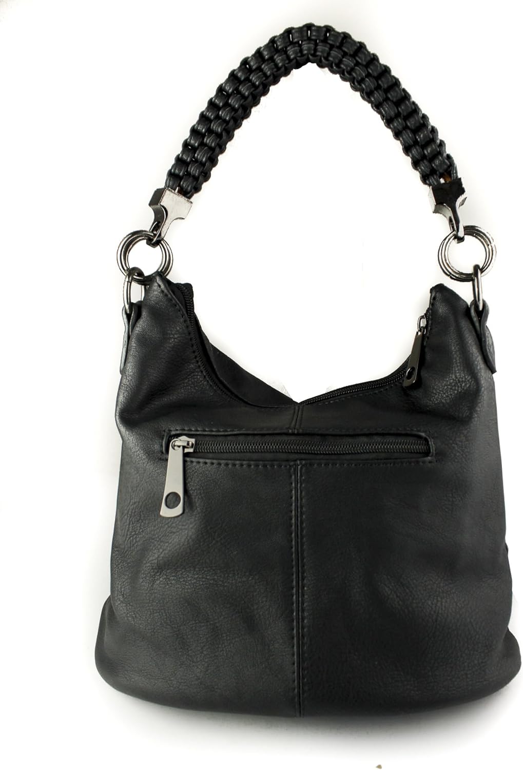 Redfox Womens Braided Handle Strap 3D Effect Floral Hobo Tote Bag/Shoulder Handbag, Black - Image 5