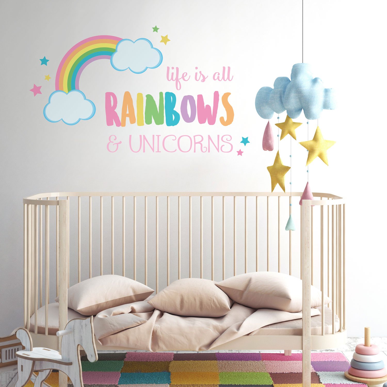 Life is All Rainbows and Unicorns Wall Decal | Girl's Room décor | Wall Stickers