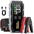 YUSMAN Car Jump Starter, 6000A 12V Jump Starter Battery Pack (All Gas/10.0L Diesel), Safe Car Jumper Box with Display, Car Jump Starter with Extended Smart Jumper Cables, Quick Charge 3.0, LED Light