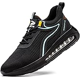 XUNRUO Safety Work Shoes for Mens Womens, Breathable Safety Steel Toe Athletic Sneakers, Lightweight Construction Carpenter Shoes
