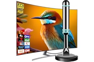 DTVSMARTSHOW Digital Antenna for Smart TV Indoor, TV Antenna for Local Channels, Strong Magnetic Base TV Antenna Indoor for Easy Installation, Long Range Reception for 4k 1080p, Support All Smart/Old TVs (DT011-2)