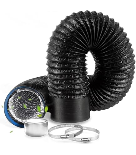 TerraBloo - Conducto Flexible De 6 Pulgadas – Conducto De Aluinio Flexible Negro De 8 Pies Con