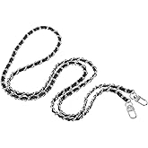 PATIKIL 55 Inch Purse Chain Strap, Leather Metal Chain Strap Replacement Chain for Bag Shoulder Crossbody Clutch Handbags, Black/Silver Tone