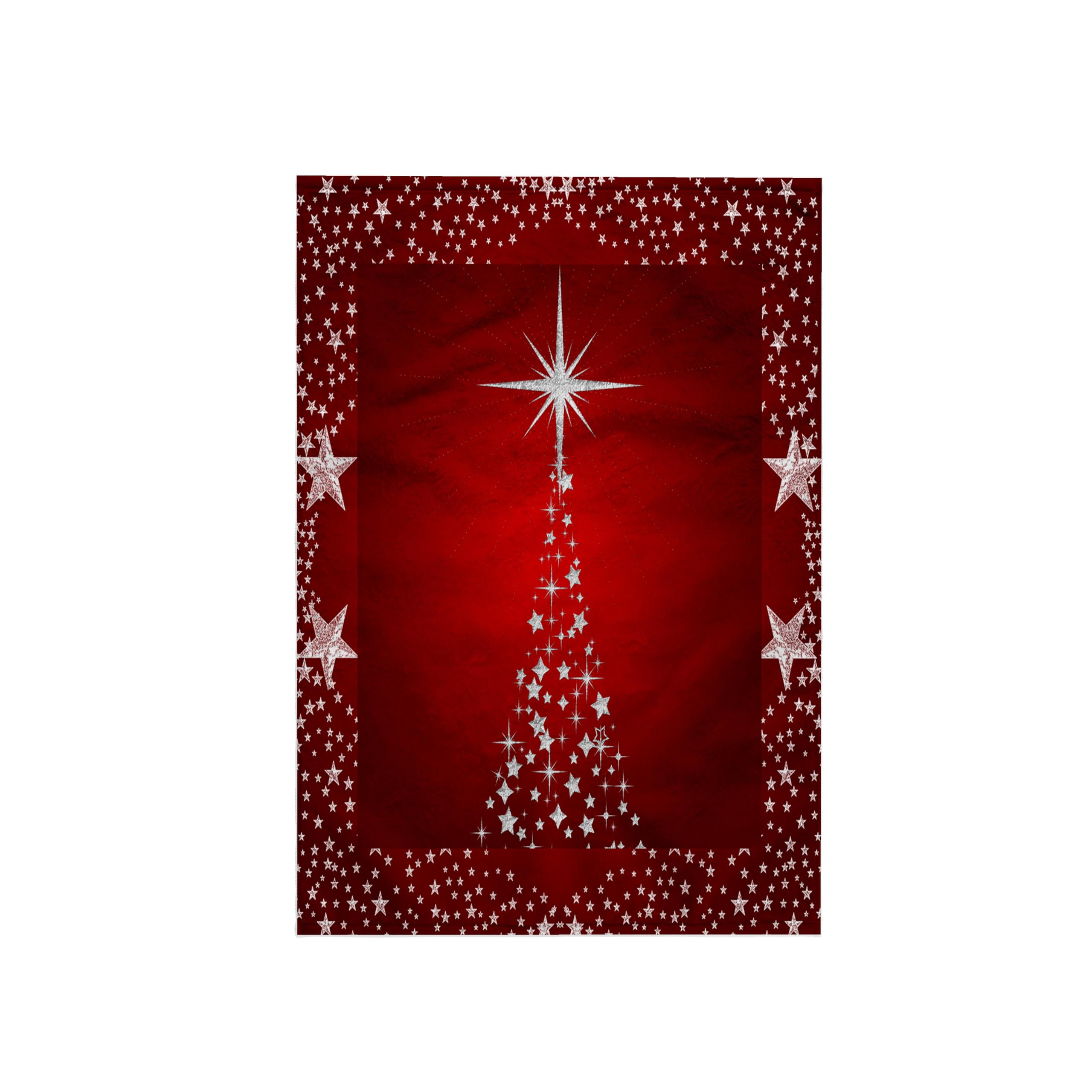 3dRose "Silver Star Christmas Tree with Holiday Red Background Towel, Multi-Colour, 15 x 22-Inch