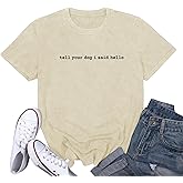 Dauocie Women's Washed Vintage Sorry I'm Late I Saw A Dog Print T Shirt Dog Lover Unisex Tees Tops