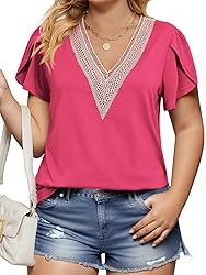 Plus Size Hot Pink Top Oversized Short Sleeve
