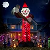 ZOOMATOOE 12FT Halloween Inflatable Circus Clown with LED Hammer | Flashing Light Giant Blow Up Scary Evil Jester, Air-Blown Outdoor Yard Lawn Garden Porch Decor, Trunk or Treat Party