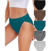 RHYFF Womens Underwear Cotton Bikini Panties High Cut Lace Panty Stretch Hipster Underpants Ladies Briefs S-XXL