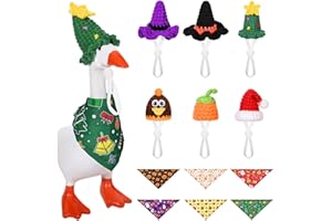 JcHrmers 6 Pcs Desk Goose Toy Hats 7 Inches Desk Goose Mini Knitting Hats with Adjustable Strap for Magnetic Key Holder