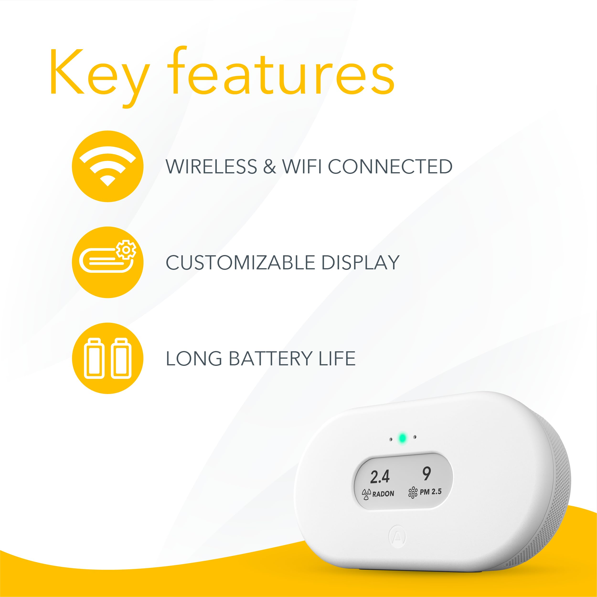 Airthings 2960 View Plus - Battery Powered Radon & Air Quality Monitor (PM, CO2, VOC, Humidity, Temp, Pressure) - View 10