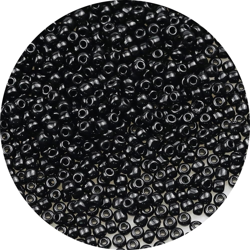 Bala&Fillic Size 3mm Black Color Seed Beads 4000pcs/100 Grams, 8/0 Round Glass Craft Beads for Making Jewelry Earring Bracelets Necklace
