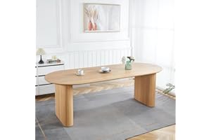 JT Extendable Dining Table for 4-8, Round Expandable Kitchen Table with Base, Modern Farmhouse Oval Dinner Tables for Living 