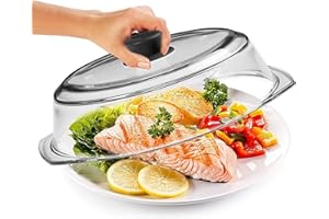 Bezrat Microwave Tall Glass Plate Cover | Splatter Guard Lid with Easy Grip Silicone Handle Knob | 100% Food Grade | BPA Free and Dishwasher Safe | 10 Inch (Black-)