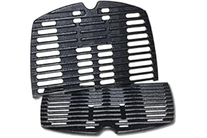 GGC 7644 7582 Grill Grates for Weber Q100 Q1000 Q120 Q1200 Q1400 Gas Grills, 17" x 12.7" Cast Iron Cooking Grates for Weber 50060001 51010001 51040001 51060001, 2PCS Replacement Parts for Weber Baby Q
