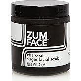 Indigo Wild Zum Face Sugar Facial Scrub - Natural Sugar Scrub - Soothing Facial Exfoliator with Jojoba Oil, Coconut Oil & Olive Oil - Charcoal - 4 Oz