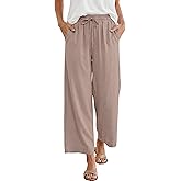 ANRABESS Women Wide Leg Capri Pants Summer Palazzo High Waisted Casual Loose Lounge Flowy Cropped Beach Trousers Work Outfits