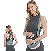 Maternity Belly Band with Belt – Adjustable Anti-Slip Pregnancy Belly Support with Shoulder Straps for Back, Pelvic, Abdominal Relief, Breathable, Vest Style (Grey, Medium,33"-43")