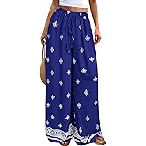 PRETTYGARDEN Women's Wide Leg Palazzo Pants 2026 Summer Boho Floral Trousers Spring Flowy Beach Vacation Clothes Resort Wear