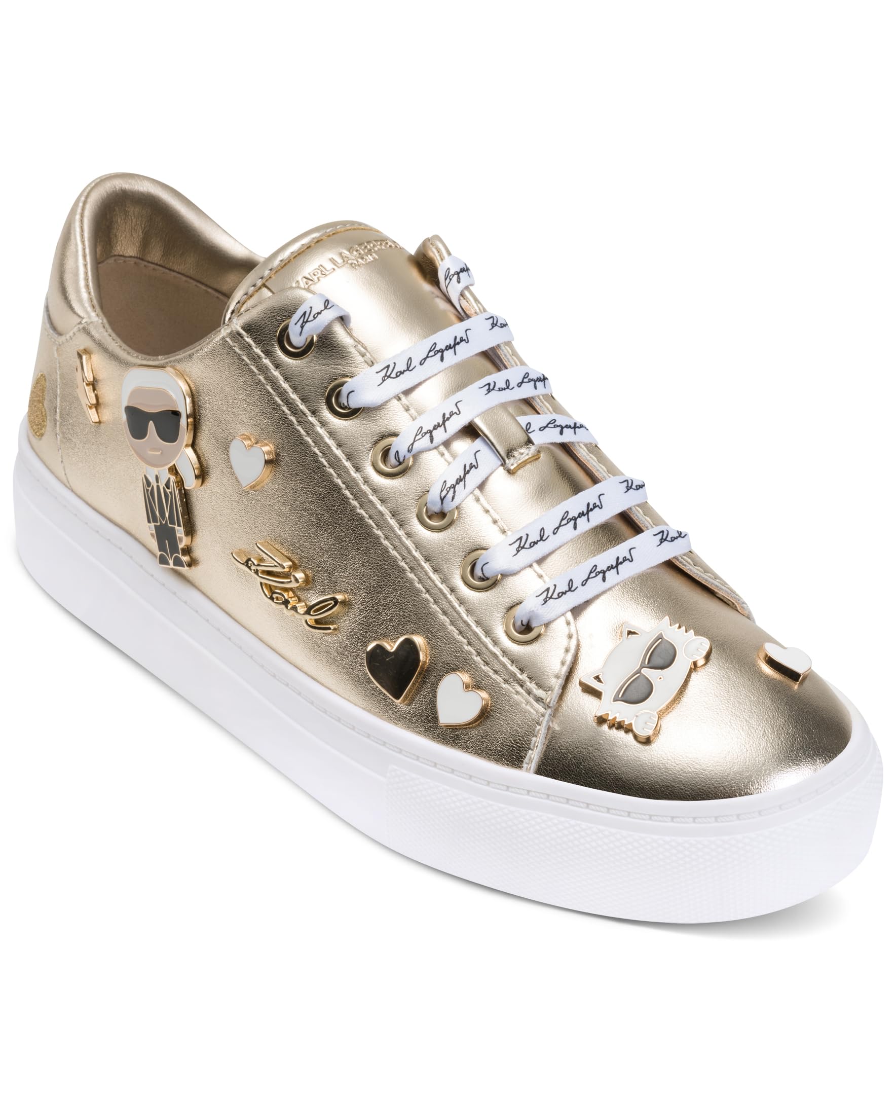 KARL LAGERFELD Paris Women’s Sneaker, White Gold, 8